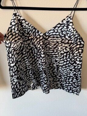 Black and White Animal-Print Spaghetti Strap Tank Top